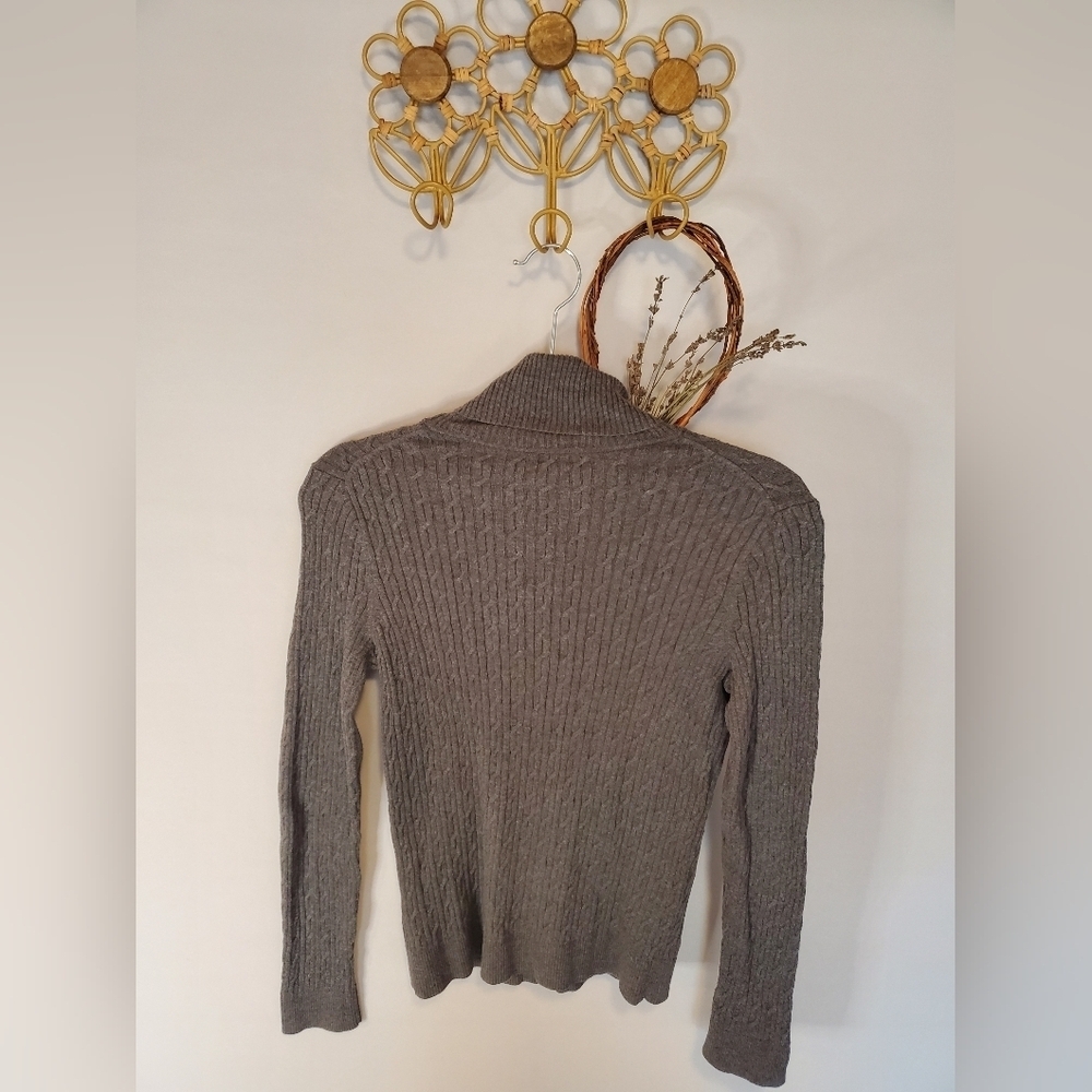 Talbots Grey Ribbed Turtleneck Sweater - Picture 6 of 10